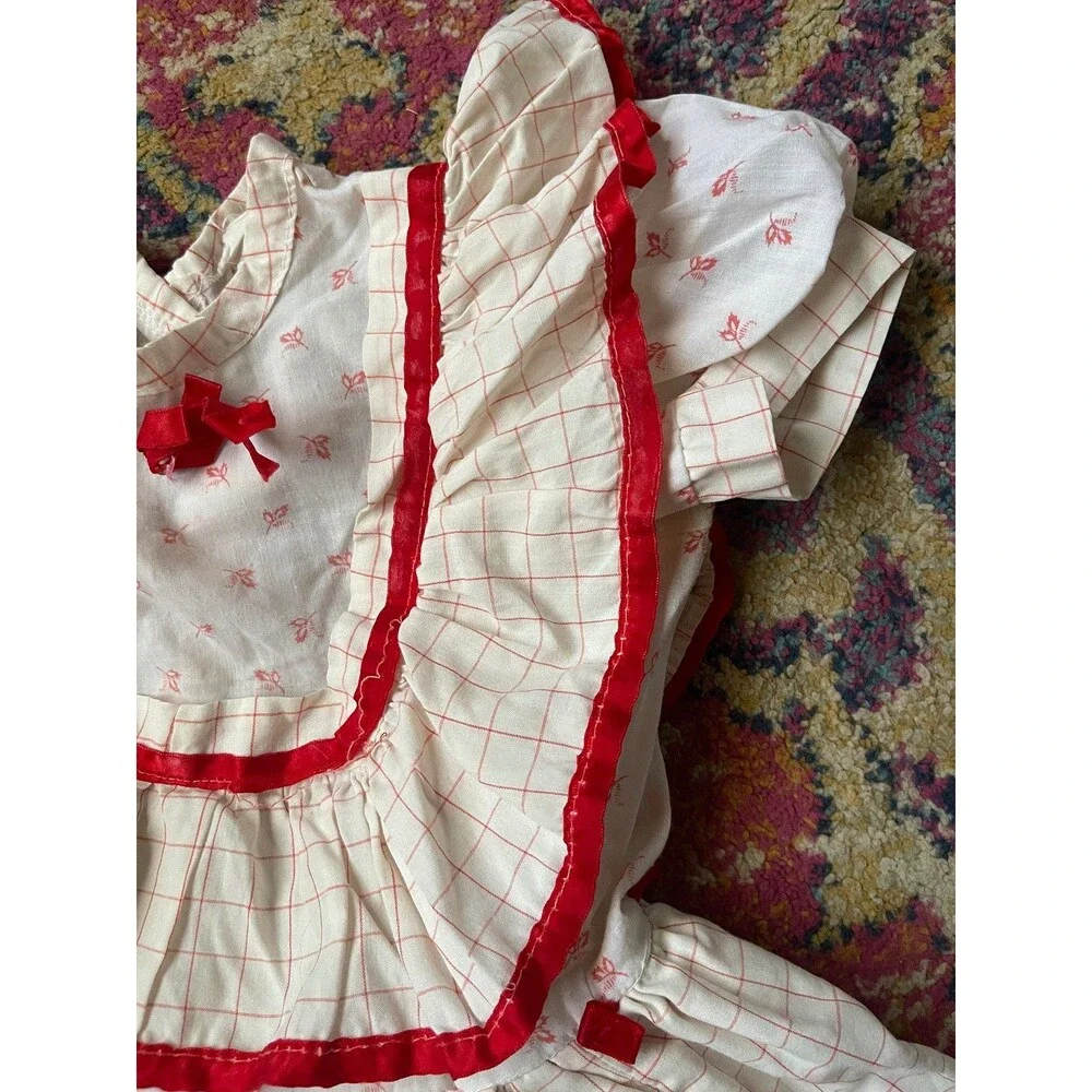 Sweet Vintage 60s/70s Girls Red Checked Tiered Ruffle Dress Size 5